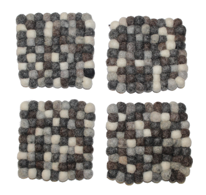 DC Felt Wool Ball Coaster- Square, Circle (set of 4) | 935 FC by US Sherpa