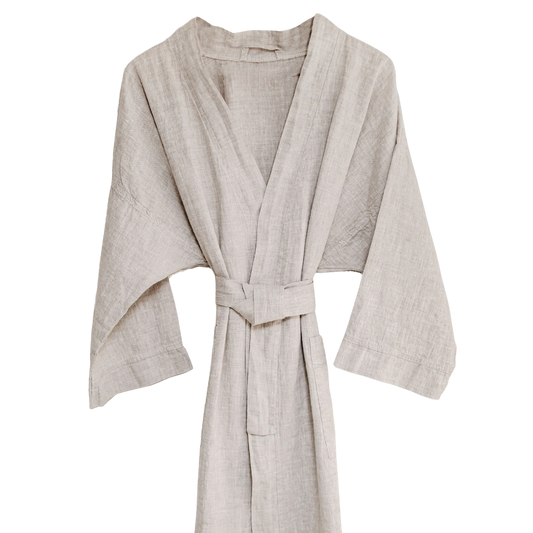 Melange Linen Bathrobe by Beflax Linen