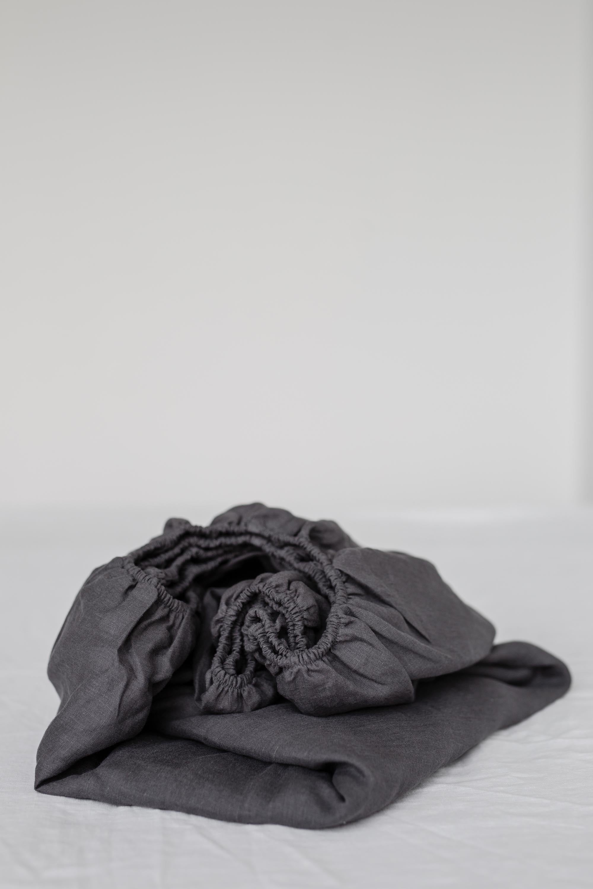 Linen fitted sheet in Charcoal by AmourLinen