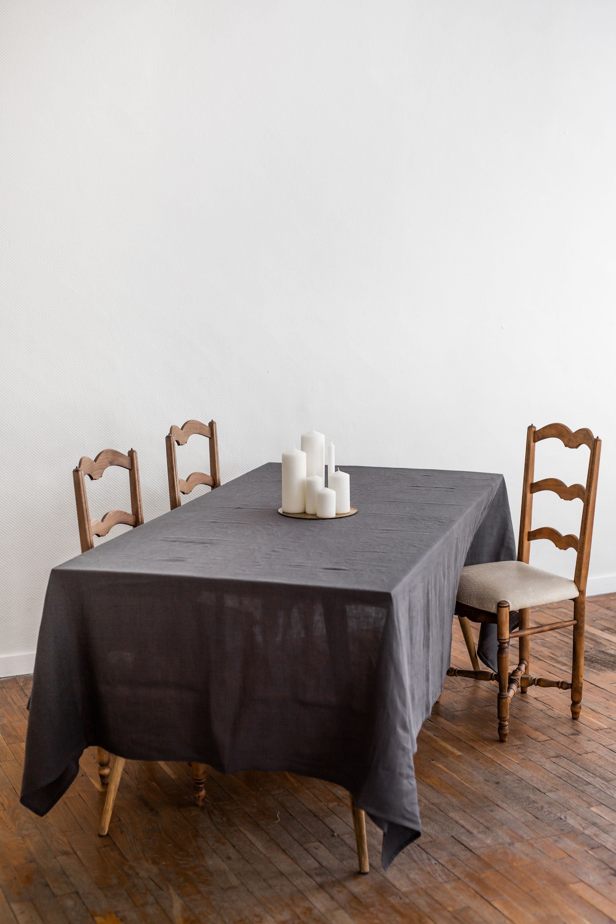 Linen tablecloth in Charcoal by AmourLinen