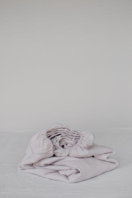 Linen fitted sheet in Cream by AmourLinen