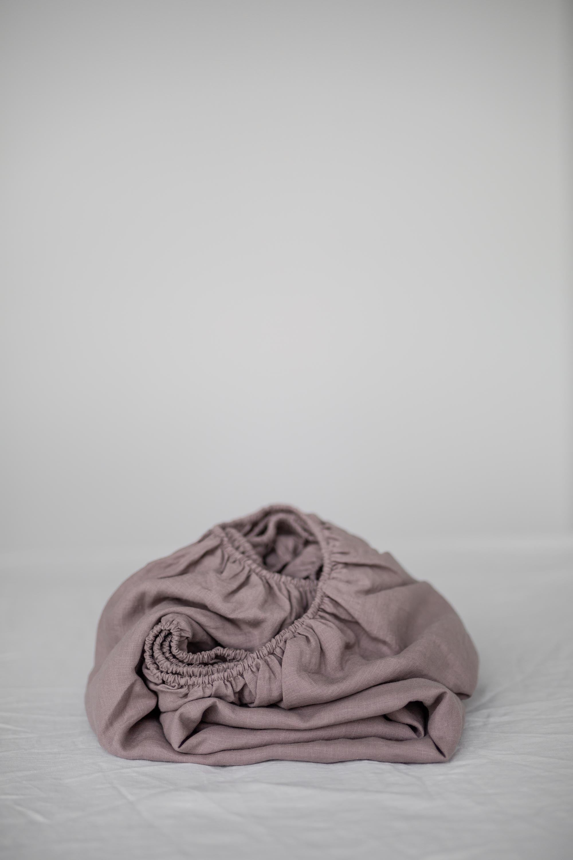 Linen fitted sheet in Rosy Brown by AmourLinen