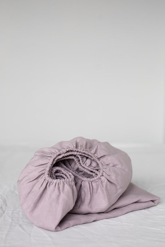 Linen fitted sheet in Dusty Rose by AmourLinen