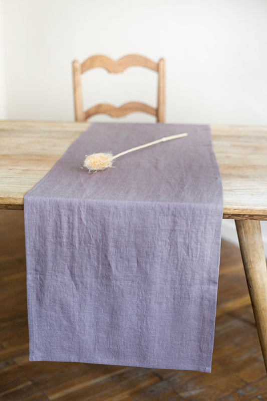 Linen table runner in Dusty Lavender by AmourLinen