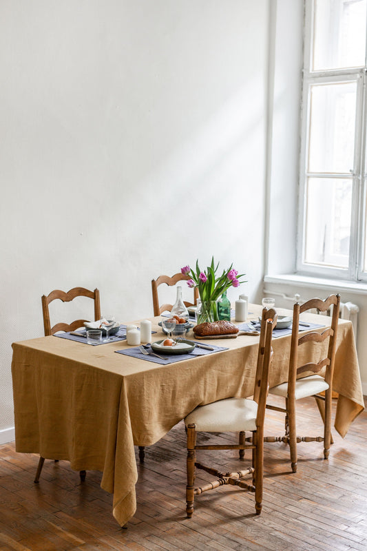 Linen tablecloth in Mustard by AmourLinen