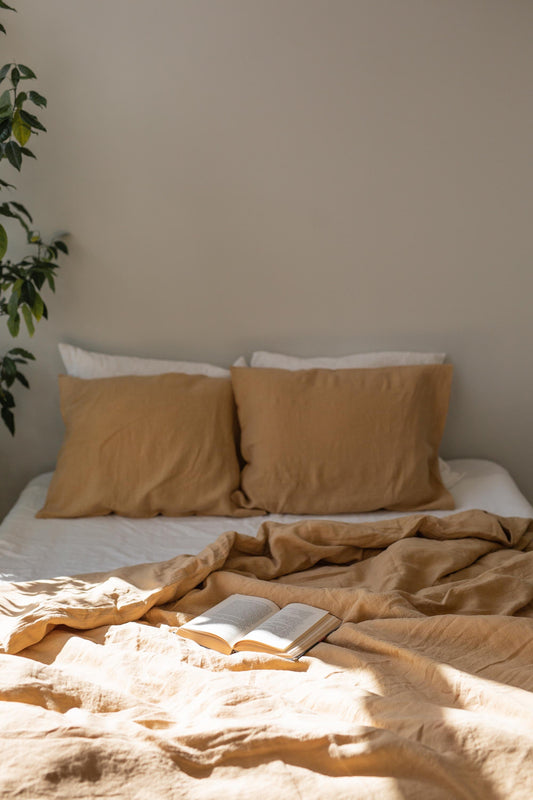 Linen duvet cover in Mustard by AmourLinen