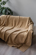 Load image into Gallery viewer, Linen waffle blanket in Mustard by AmourLinen
