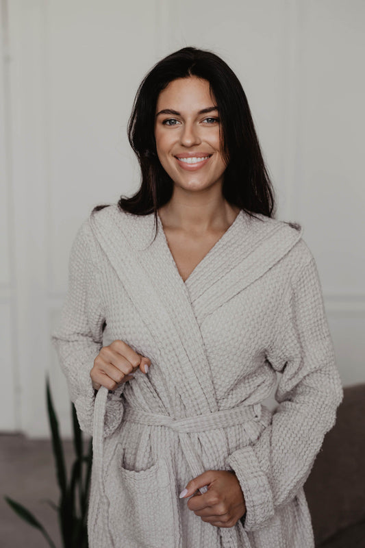 Waffle linen bathrobe Snuggle by AmourLinen