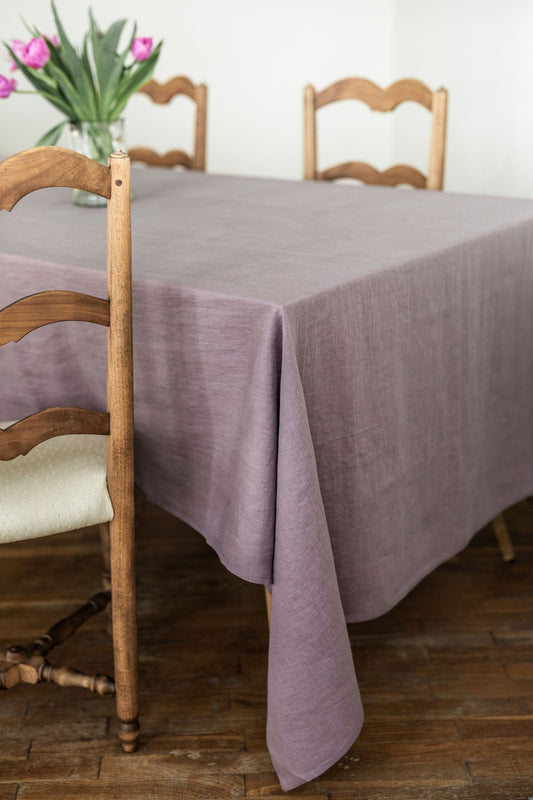 Linen tablecloth in Dusty Lavender by AmourLinen