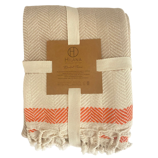 Pipa Sustainable Hand-loomed Throw Blanket - Beige by Eco Hilana