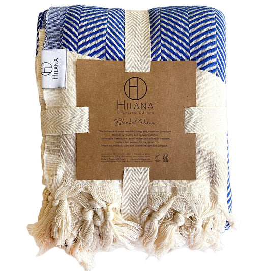 Pipa Sustainable Hand-loomed Throw Blanket - Blue by Eco Hilana