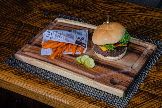 Medium Live Edge Square End Board with Hanging Hole and Juice Groove by Tuckahoe Hardwoods