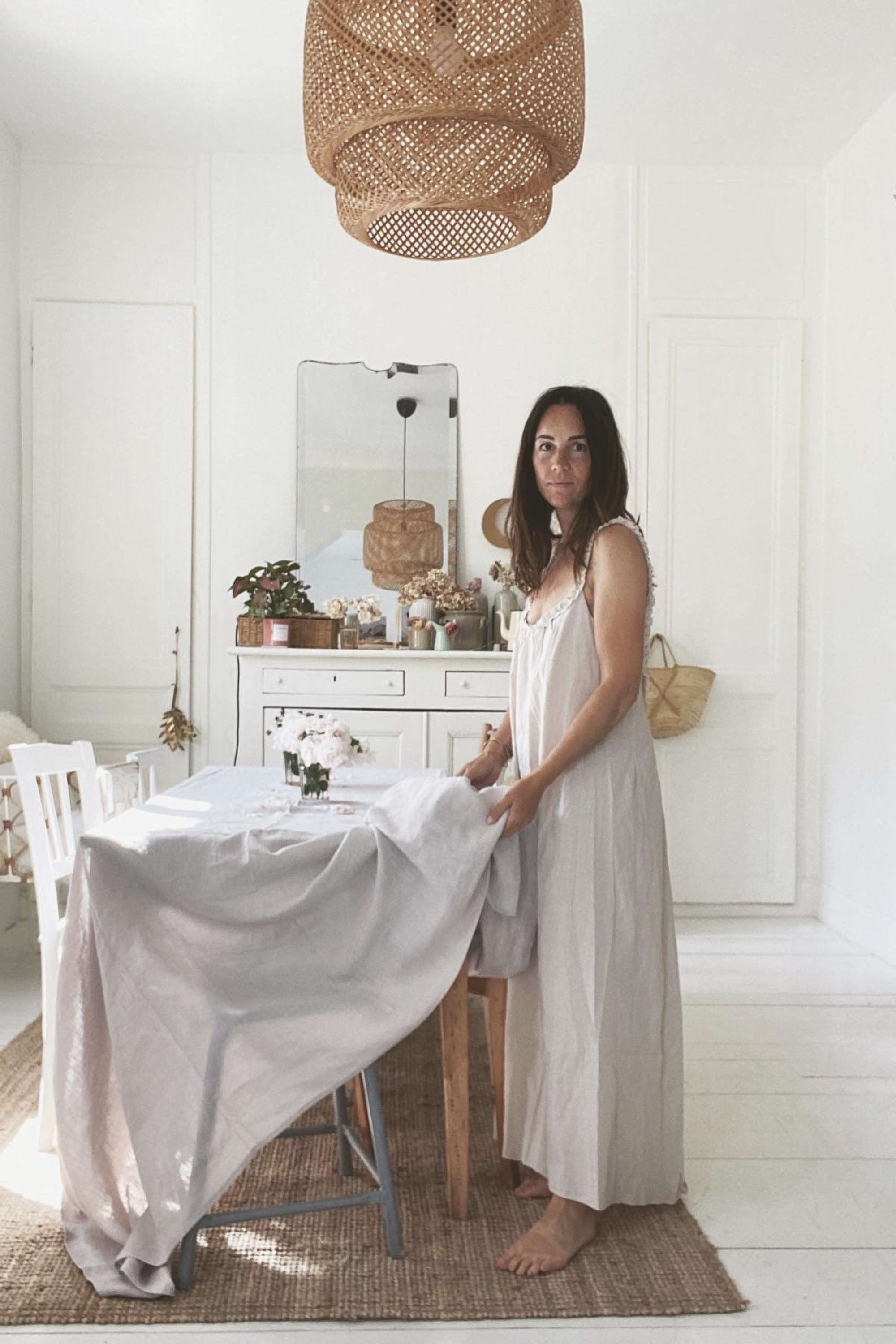 Linen tablecloth in Cream by AmourLinen