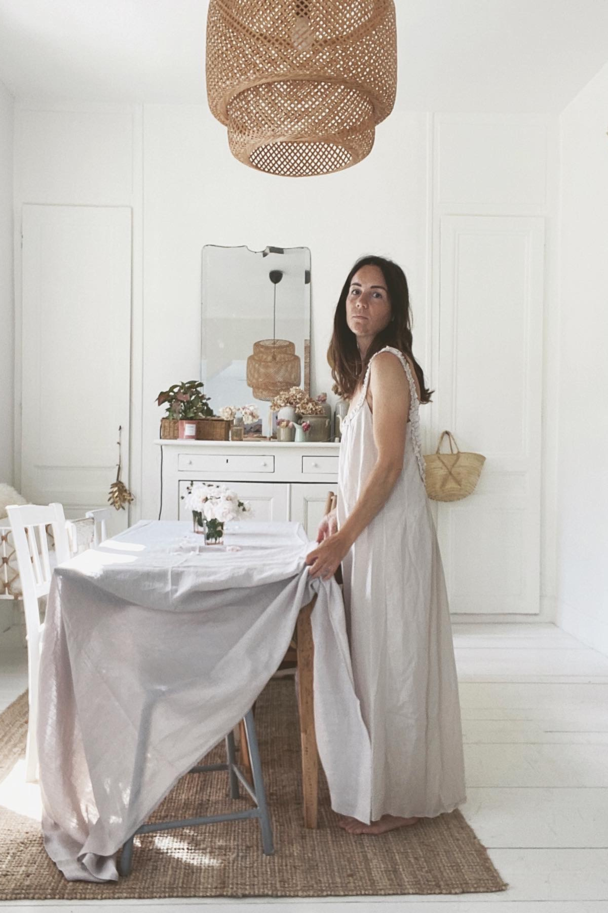 Linen tablecloth in Cream by AmourLinen