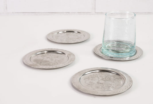 Moroccan Berber Silver Coasters-Set of 4 by Verve Culture