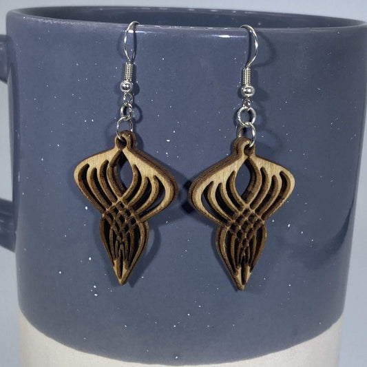 Art Deco Great Gatsby Spiral Twist Top Wooden Dangle Earrings by Cate's Concepts, LLC