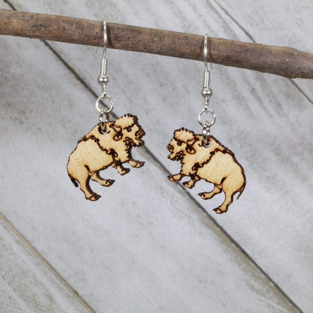 Bison Wooden Dangle Earrings by Cate's Concepts, LLC