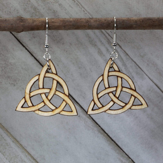 Celtic Trinity Knot Wooden Dangle Earrings by Cate's Concepts, LLC