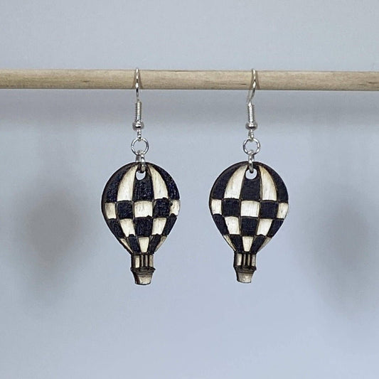 Checkered Hot Air Balloon Dangle Earrings by Cate's Concepts, LLC