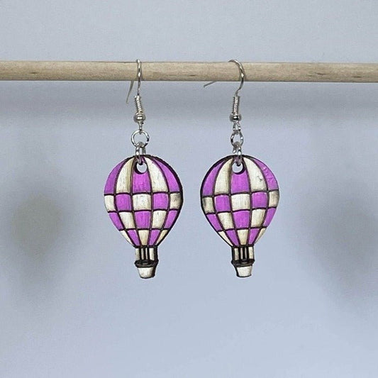 Checkered Hot Air Balloon Dangle Earrings by Cate's Concepts, LLC