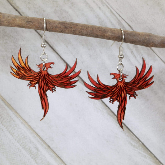 Flaming Phoenix Dangle Earrings by Cate's Concepts, LLC