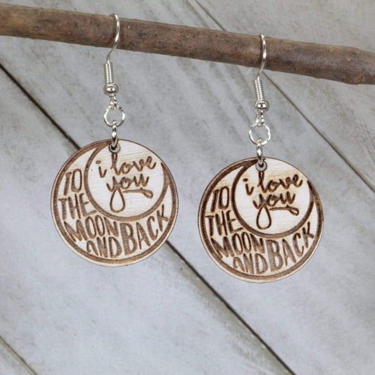 "I Love You to the Moon and Back" Earrings by Cate's Concepts, LLC