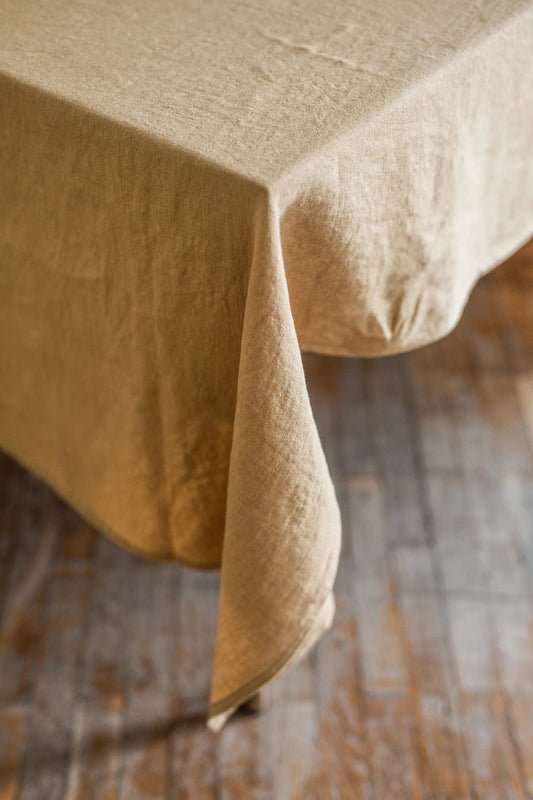 Linen tablecloth in Mustard by AmourLinen