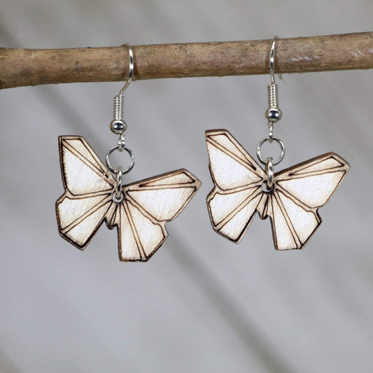 Origami Butterfly Wooden Dangle Earrings by Cate's Concepts, LLC