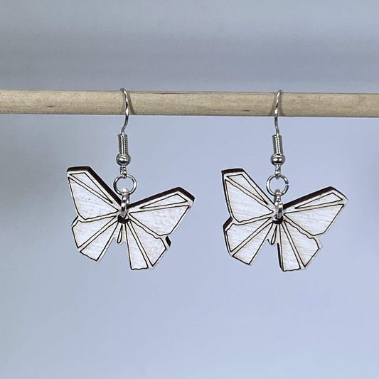 Origami Butterfly Wooden Dangle Earrings by Cate's Concepts, LLC