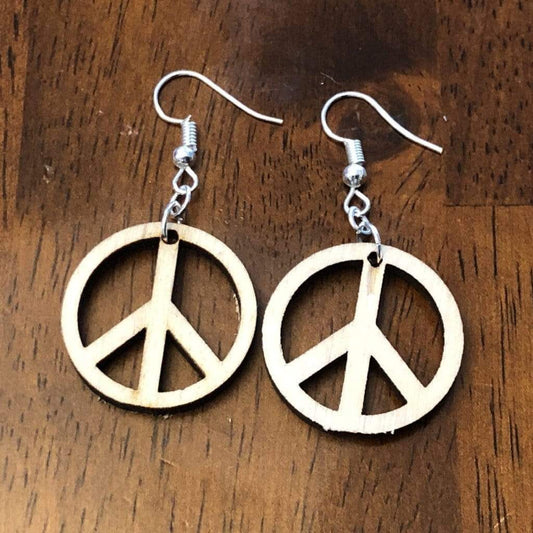 Peace Symbol Wooden Dangle Earrings by Cate's Concepts, LLC