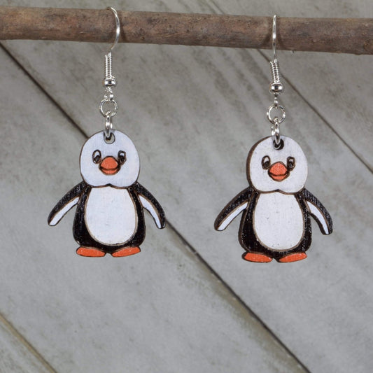 Penguin Wooden Dangle Earrings by Cate's Concepts, LLC