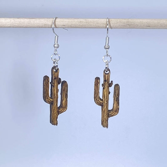 Southwestern Saguaro Cactus Wooden Dangle Earrings by Cate's Concepts, LLC