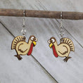 Load image into Gallery viewer, Thanksgiving Turkey Wooden Dangle Earrings (Sir Gobble A lot) by Cate's Concepts, LLC
