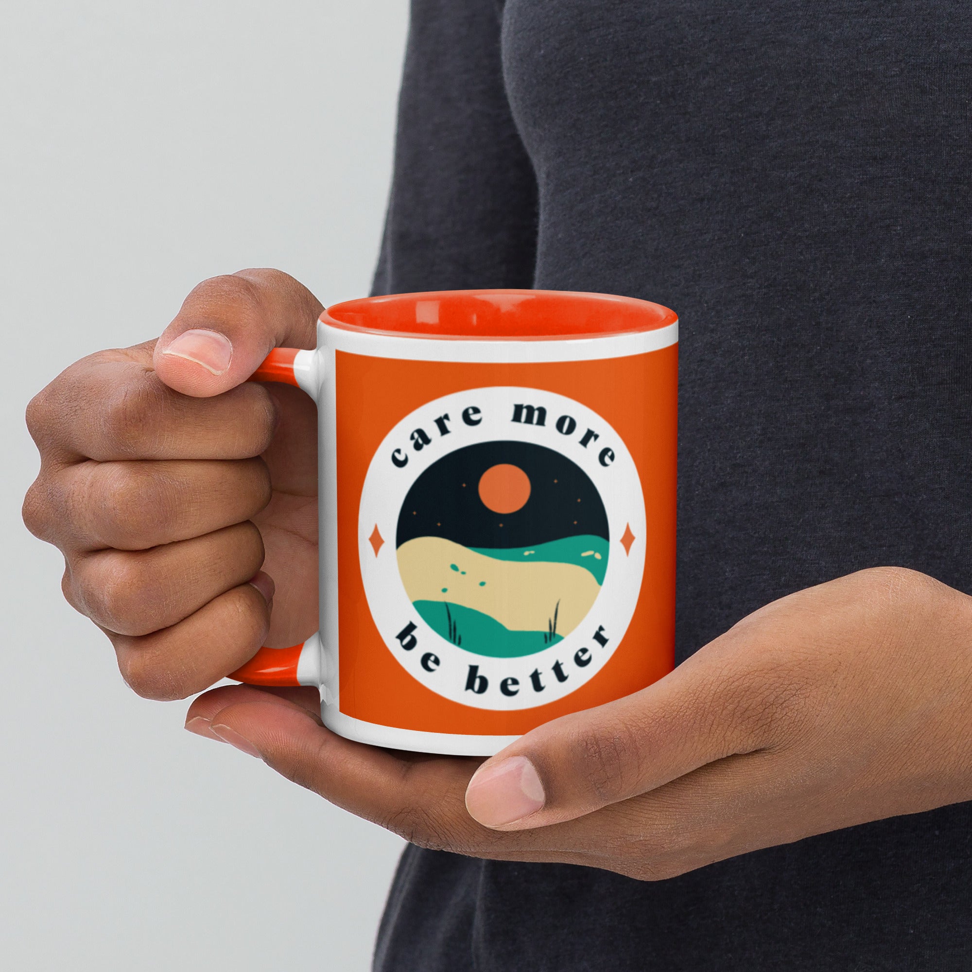 Care More Be Better - Orange Mug with Color Inside